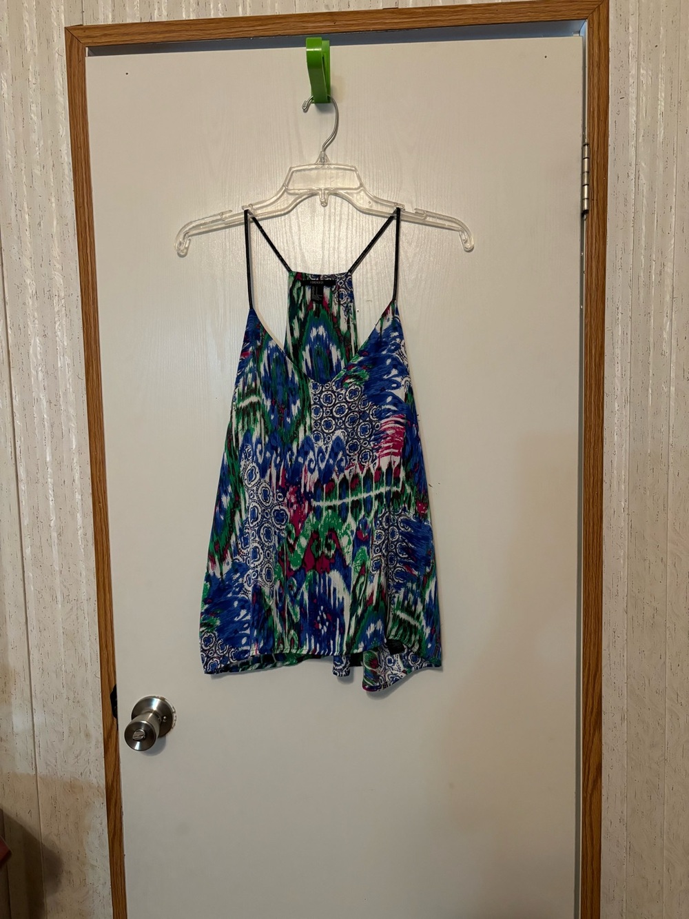 Forever 21 Blue and Green Printed Spaghetti-Strap Camisole